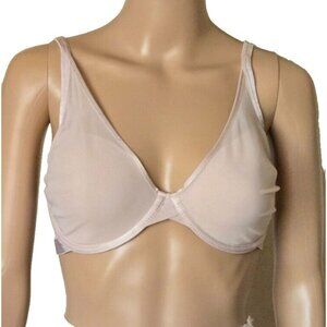 SOMA Lightest Lift Mesh Plunge Bra Lined Underwire lined beige size 34DD